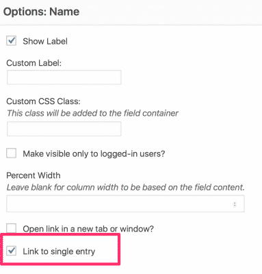 Link to Single Entry option enabled