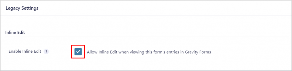 The "Enable Inline Edit" checkbox
