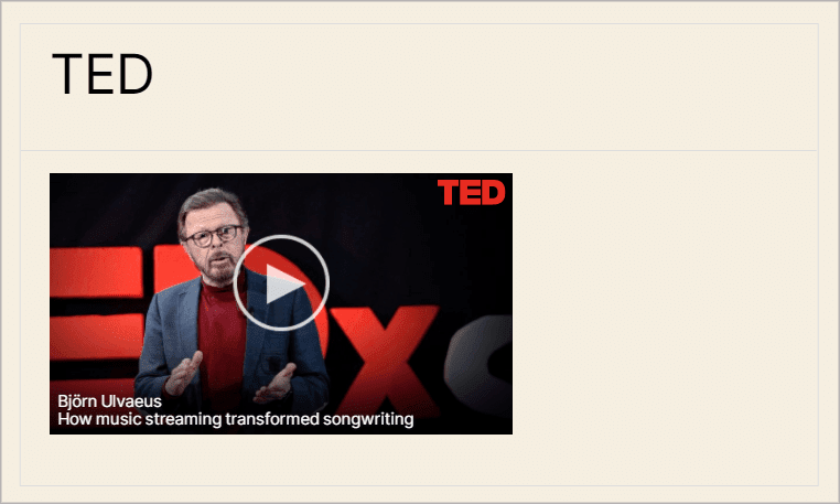 a TED video embedded from Gravity Forms