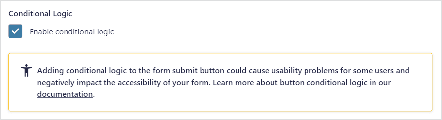 A Gravity Forms warning message alerting the users about an accessibility issue with their form