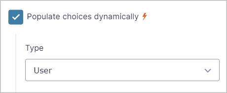 A checkbox that says Populate choices dynamically