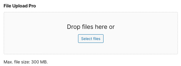 Dashed outline around text that reads "Drop files here or" with button labeled "Select Files"