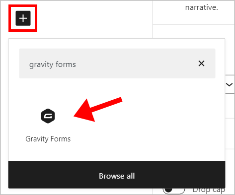 The Gravity Forms Gutenberg block