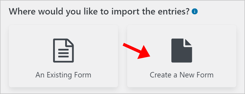 An arrow pointing to a button that says 'Create a New Form'