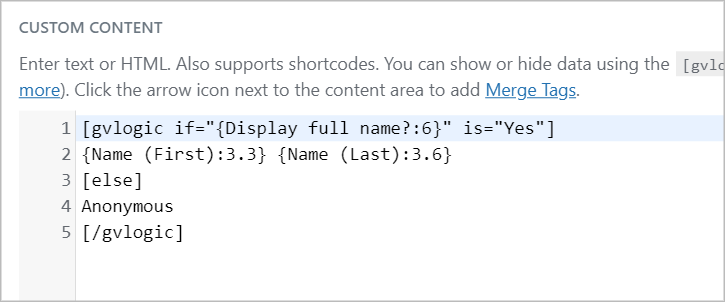 A Custom Content field containing the  shortcode