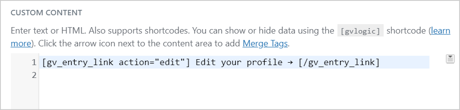 The  shortcode inside a Custom Content field