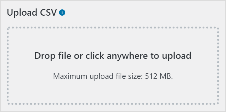 Drop file or click anywhere to upload