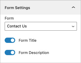 Form settings allowing you to show or hide the form title and description