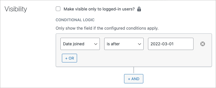 Field conditional logic settings in GravityView