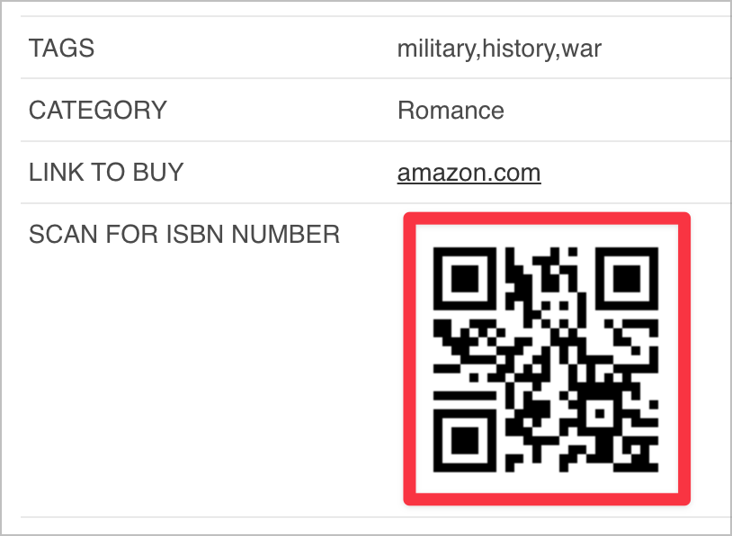 A field label that says "Scan for ISBN number" and a QR code to the right
