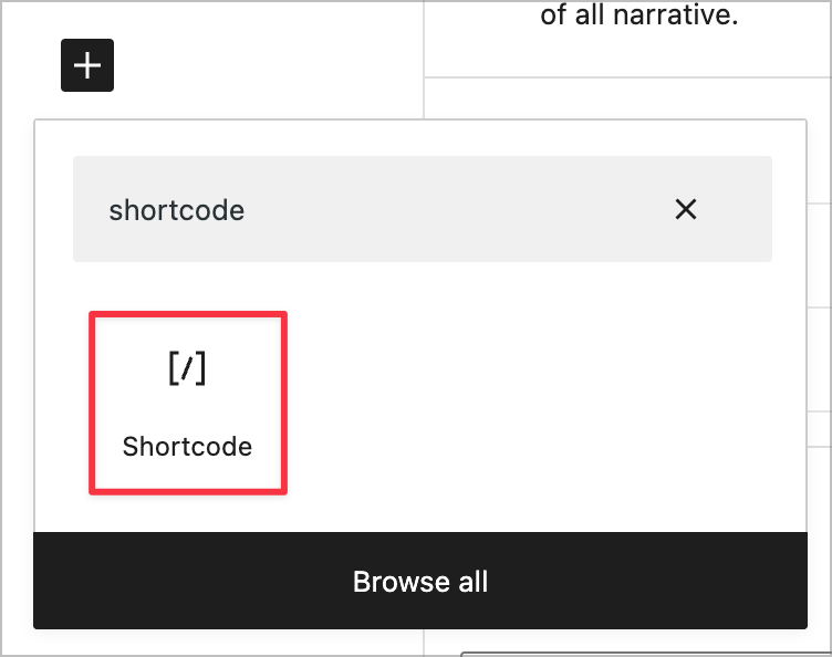 The WordPress Shortcode block