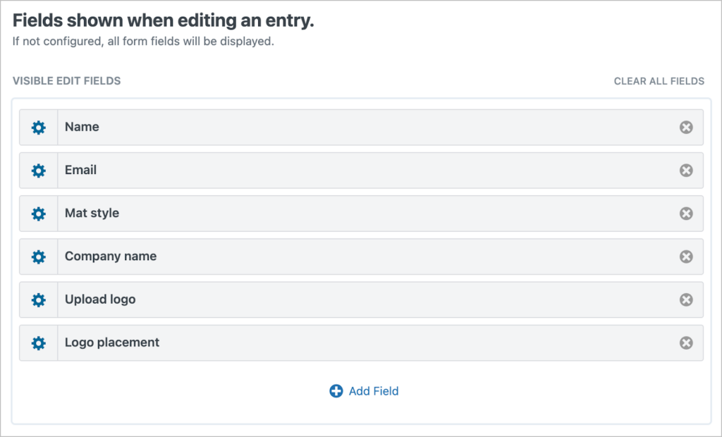 Fields added to the 'Edit Entry' Layout