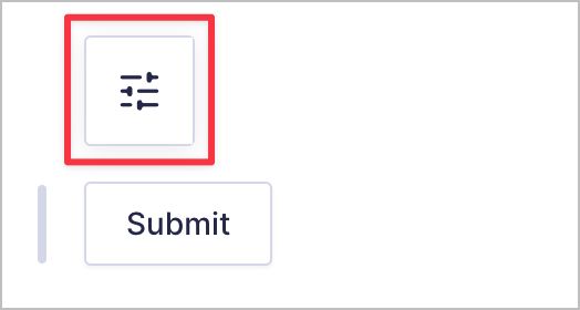 The Settings icon above the "Submit" button in the Gravity Forms editor