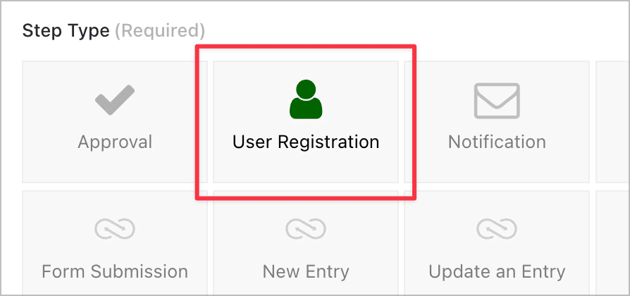The User Registration step type