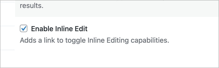 A checkbox labeled 'Enable Inline Edit'