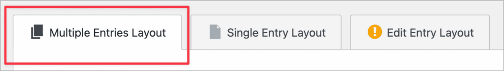 The Multiple Entries Layout tab in the GravityView editor