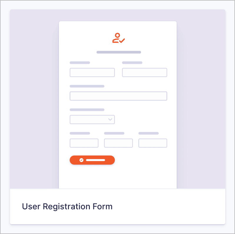 The User Registration form template in the Gravity Forms template library