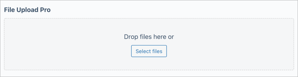 Dashed outline around text that reads "Drop files here or" with button labeled "Select Files"