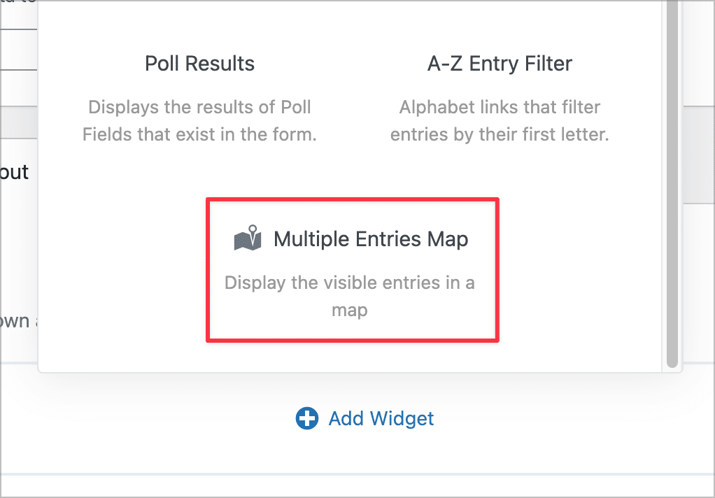 The 'Multiple Entries Map' widget in GravityView
