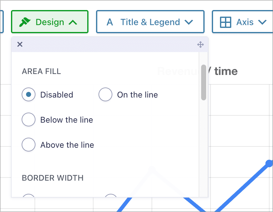 The 'Area fill' option for Line charts