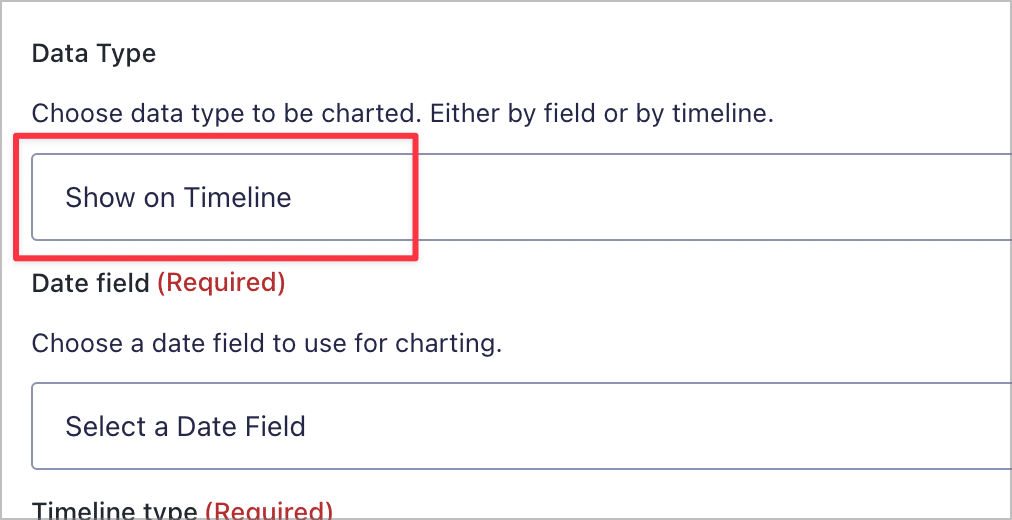 The 'Show on Timeline' option in GravityCharts feed settings.