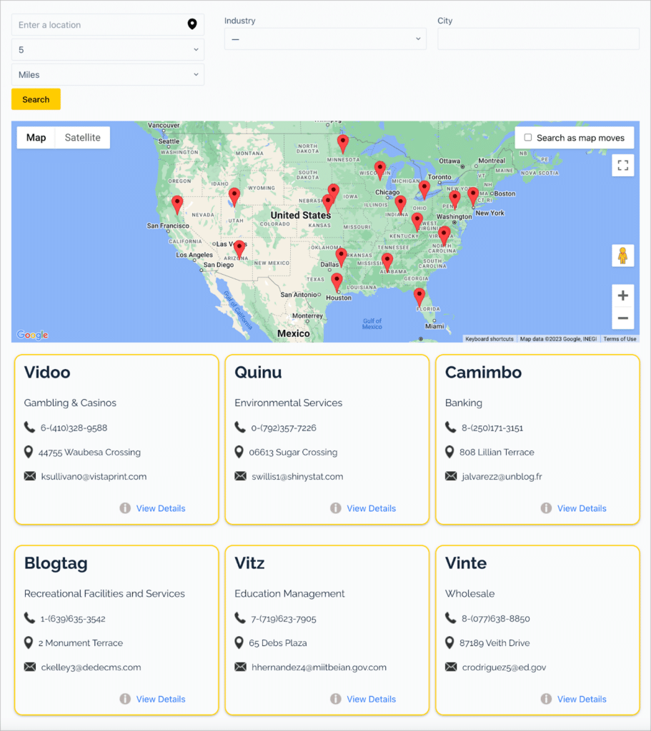 A geolocation business directory built using Gravity Forms and GravityView