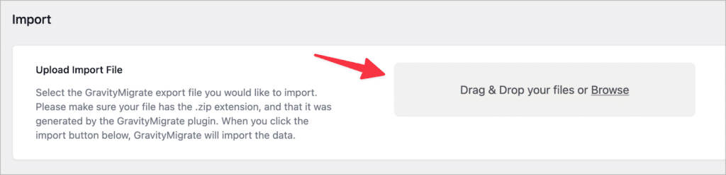 The GravityMigrate import settings